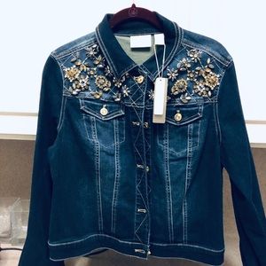 CHICOS Embellished Denim Jacket